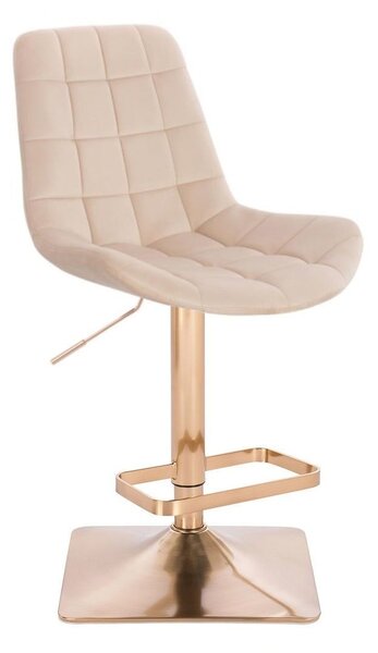 LuxuryForm DESIGN Barová židle PARIS VELUR na zlaté hranaté podstavě - krémová