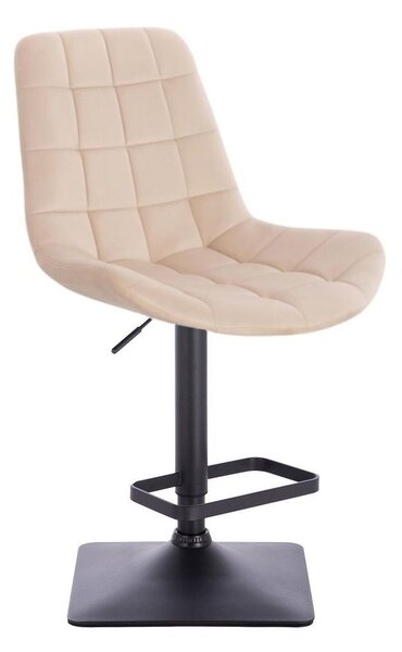 LuxuryForm DESIGN Barová židle PARIS VELUR na černé hranaté podstavě - krémová