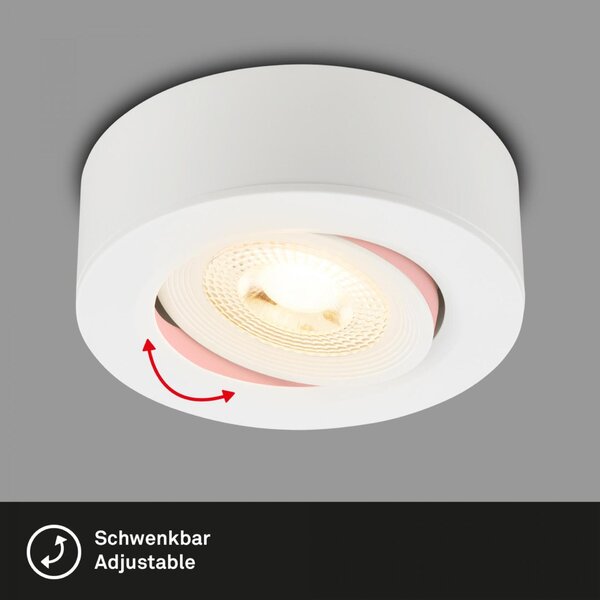 BRILONER LED vestavné / přisazené bodové svítidlo – pr.90mm, 5W, 230V, teplá bílá, nastavitelné, bílé 7991016