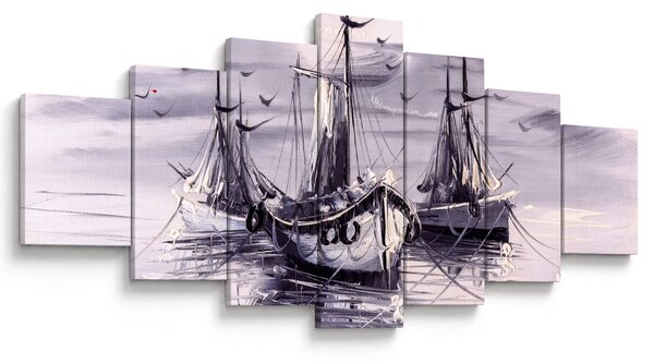Obraz - Přístav, olejomalba (210x100 cm)