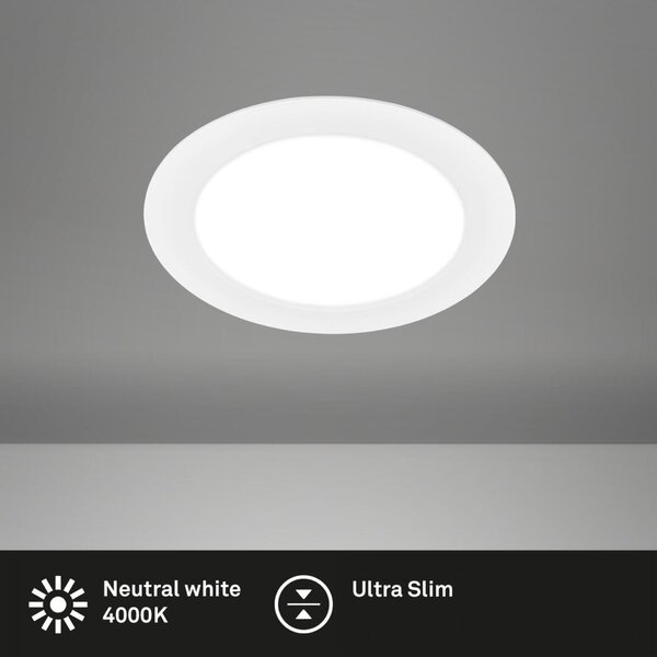 BRILONER LED vestavné bodové svítidlo – pr.220mm, ploché, 18W, 230V, 18W, neutrální bílá, bílé 7995016