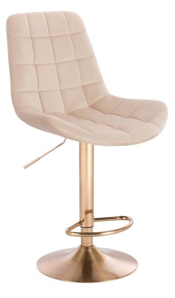 LuxuryForm DESIGN Barová židle PARIS VELUR na zlatém talíři - krémová