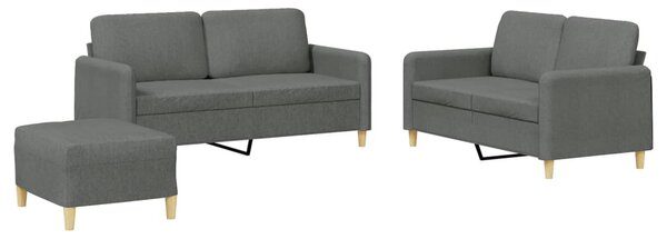 3dílná sedací souprava s poduškami tmavě šedá textil 3202095