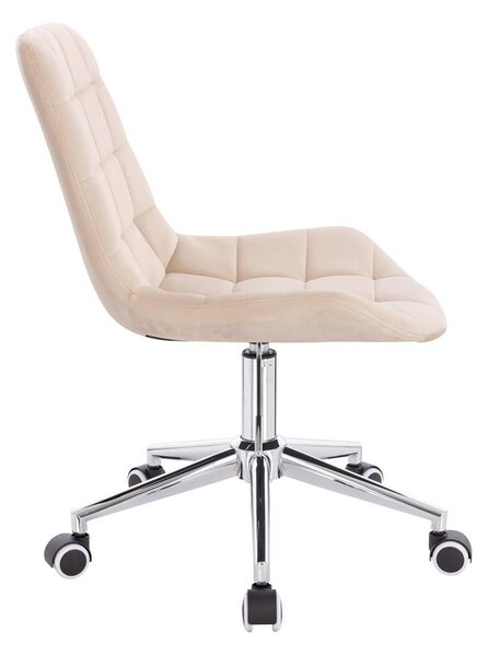 LuxuryForm DESIGN Židle PARIS VELUR na stříbrné podstavě s kolečky - krémová