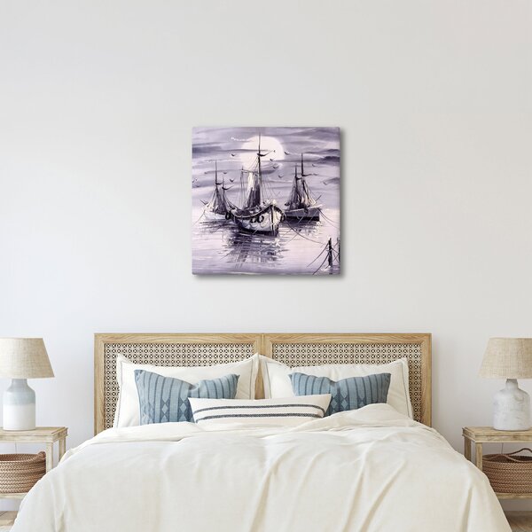 Obraz - Přístav, olejomalba (30x30 cm)