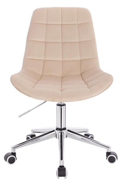 LuxuryForm DESIGN Židle PARIS VELUR na stříbrné podstavě s kolečky - krémová