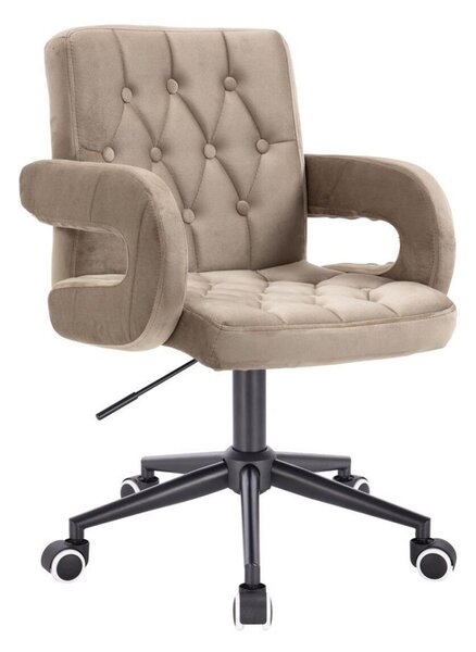 LuxuryForm DESIGN Židle BOSTON VELUR na černé podstavě s kolečky - latte