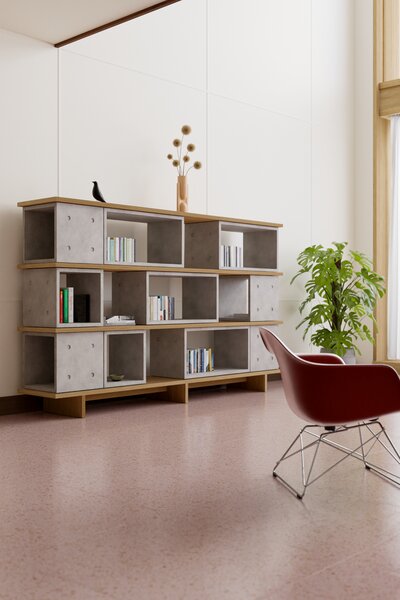Lyon Beton designové police Dice Shelf (šířka 229.5 cm)