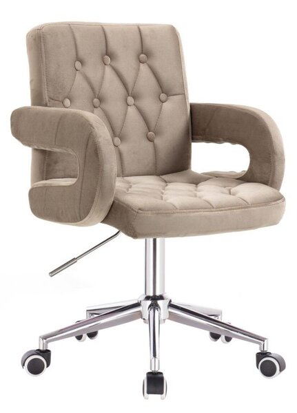 LuxuryForm DESIGN Židle BOSTON VELUR na stříbrné podstavě s kolečky - latte