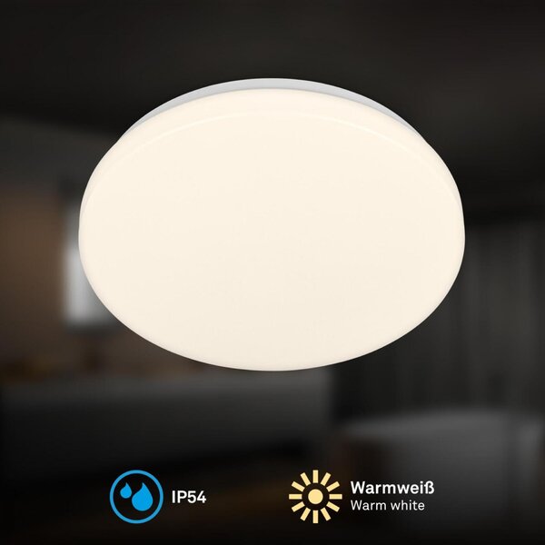 BRILONER Mojo stropní svítidlo pr.27 cm - 12W, 1300lm, LED, teplá bílá, IP54, bílé 3891016