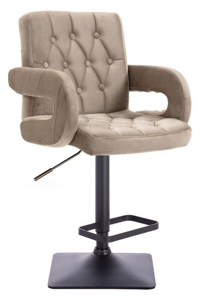 LuxuryForm DESIGN Barová židle BOSTON VELUR na černé hranaté podstavě - latte