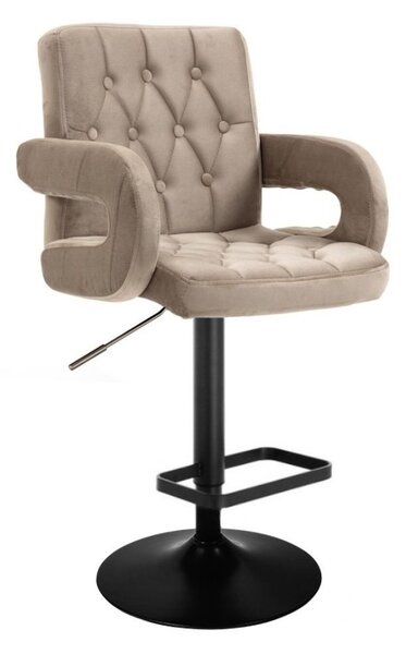 LuxuryForm DESIGN Barová židle BOSTON VELUR na černé kulaté podstavě - latte