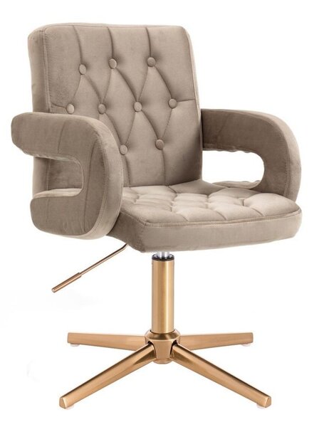 LuxuryForm DESIGN Židle BOSTON VELUR na zlatém kříži - latte