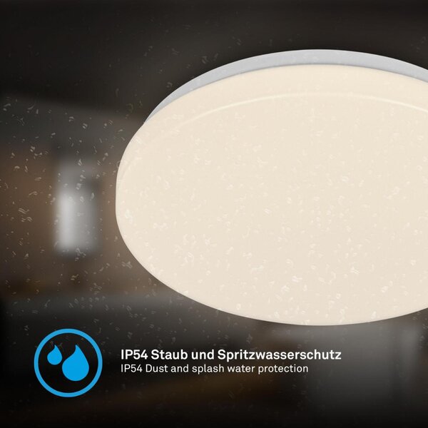 BRILONER Mojo stropní svítidlo pr.27 cm - 12W, 1300lm, LED, teplá bílá, IP54, bílé 3891016