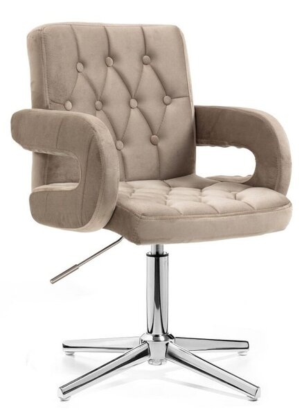 LuxuryForm DESIGN Židle BOSTON VELUR na stříbrném kříži - latte
