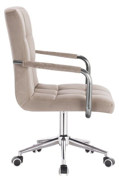 LuxuryForm DESIGN Židle VERONA VELUR na stříbrné podstavě s kolečky - latte