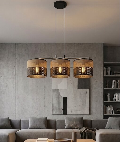 Lustr na lanku KARBON 3xE27/15W/230V černá/hnědá