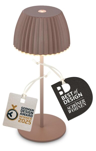 BRILONER Nabíjecí stolní lampa Riffle Mini - 20 cm, 1,5W, 150lm, LED, stmívatelné, dotykový vypínač, hnědé 7552010