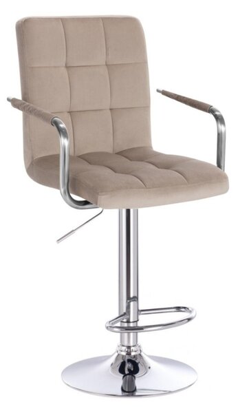 LuxuryForm DESIGN Barová židle VERONA VELUR na stříbrném talíři - latte
