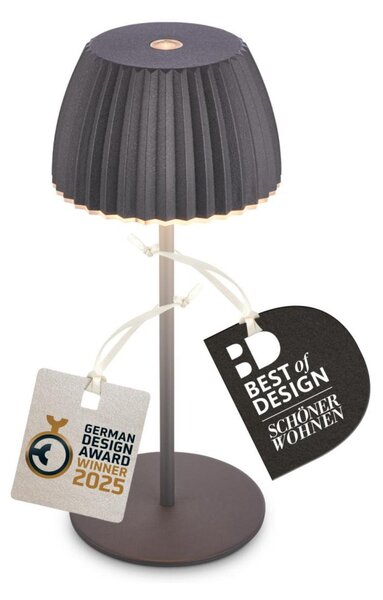 BRILONER Nabíjecí stolní lampa Riffle Mini - 20 cm, 1,5W, 150lm, bezdrátová, LED, stmívatelné, dotykový vypínač, antracit 7552015