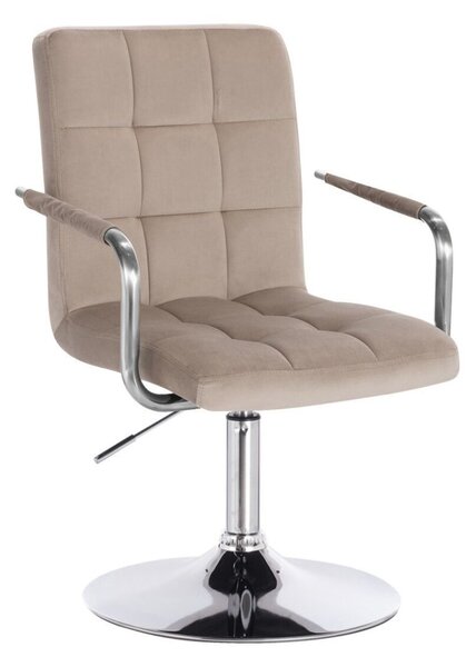 LuxuryForm DESIGN Židle VERONA VELUR na stříbrném talíři - latte