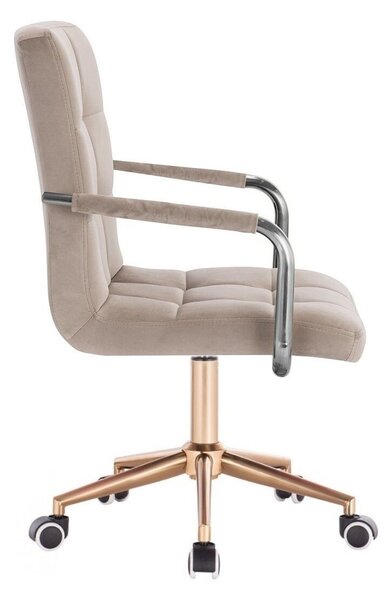 LuxuryForm DESIGN Židle VERONA VELUR na zlaté podstavě s kolečky - latte