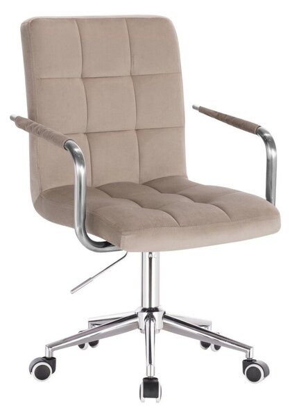 LuxuryForm DESIGN Židle VERONA VELUR na stříbrné podstavě s kolečky - latte