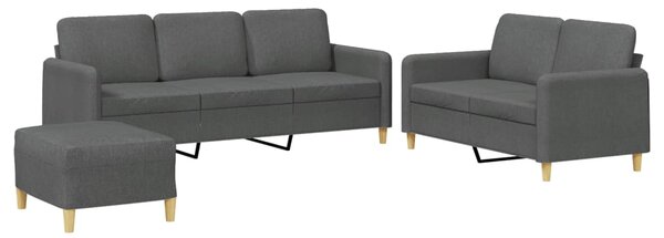 3dílná sedací souprava s poduškami tmavě šedá textil 3202127