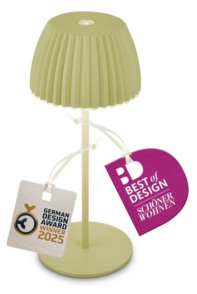 BRILONER Nabíjecí stolní lampa Riffle Mini - 20 cm, 1,5W, 150lm, bezdrátová, LED, stmívatelné, dotykový vypínač, zelená 7552019