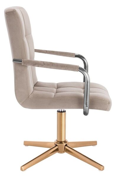 LuxuryForm DESIGN Židle VERONA VELUR na zlatém kříži - latte