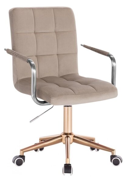 LuxuryForm DESIGN Židle VERONA VELUR na zlaté podstavě s kolečky - latte