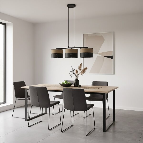 Lustr na lanku KARBON 3xE27/15W/230V černá/hnědá