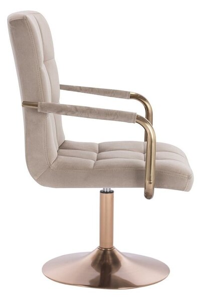 LuxuryForm DESIGN Židle VERONA GOLD VELUR na zlatém talíři - latte
