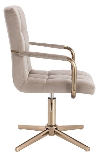 LuxuryForm DESIGN Židle VERONA GOLD VELUR na zlatém kříži - latte