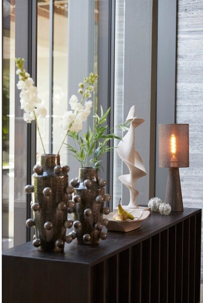 Hnědá stolní lampa s textilním stínidlem (výška 58 cm) Micky – Light & Living