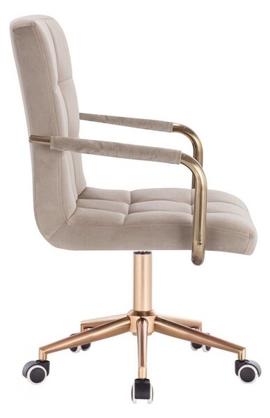LuxuryForm DESIGN Židle VERONA GOLD VELUR na zlaté podstavě s kolečky - latte