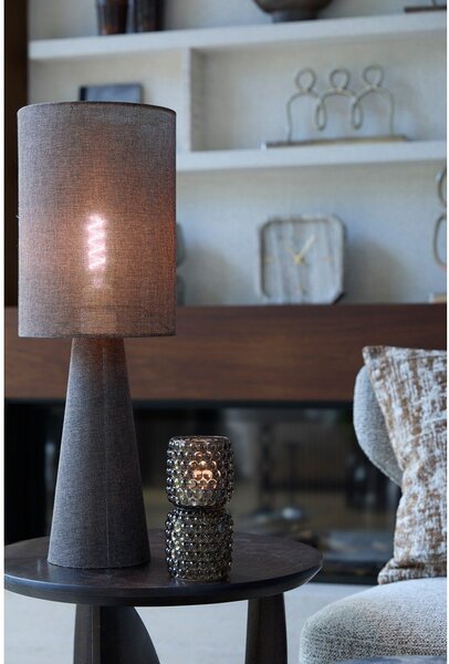 Hnědá stolní lampa s textilním stínidlem (výška 58 cm) Micky – Light & Living