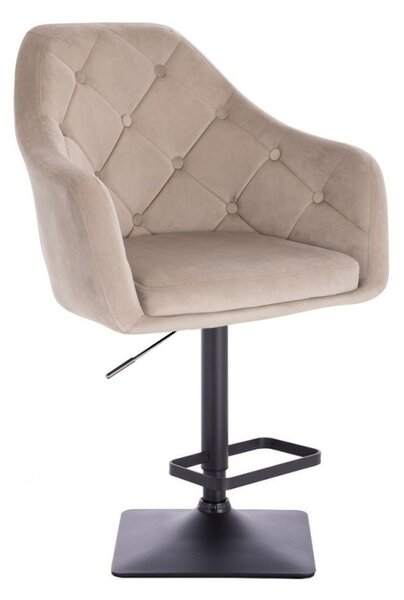 LuxuryForm DESIGN Barová židle ANDORA VELUR na černé hranaté podstavě - latte