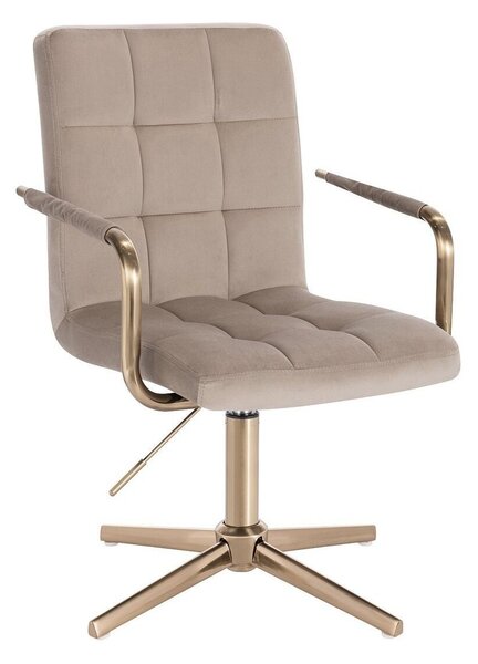 LuxuryForm DESIGN Židle VERONA GOLD VELUR na zlatém kříži - latte