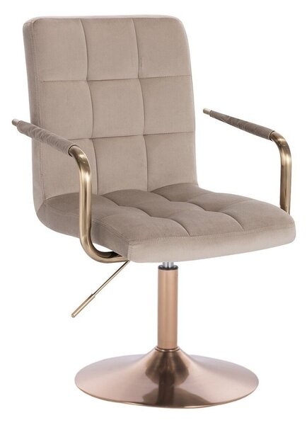 LuxuryForm DESIGN Židle VERONA GOLD VELUR na zlatém talíři - latte