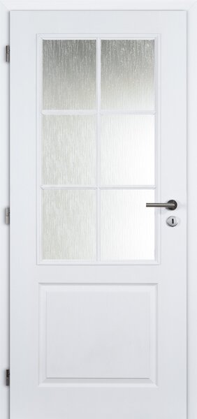 Interiérové dveře Doornite Aulida - lak Doornite struktura bílá, sklo kůra čirá, levé "80", zámek pro BB, voština