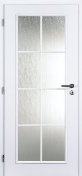 Interiérové dveře Doornite Elida - lak Doornite struktura bílá, sklo kůra čirá, levé "80", zámek pro BB, voština