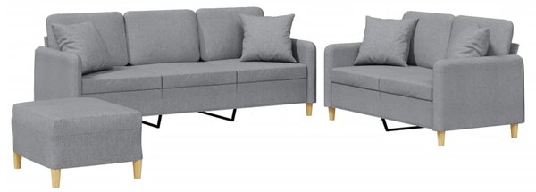 3dílná sedací souprava s polštáři světle šedá textil 3202142