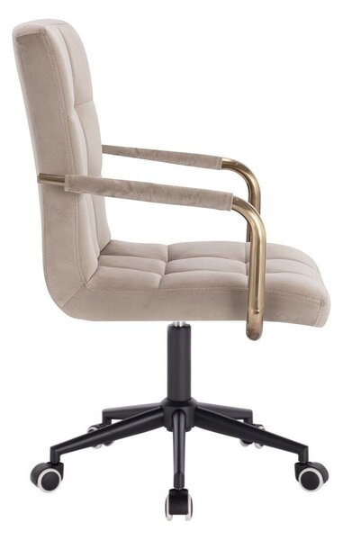 LuxuryForm DESIGN Židle VERONA GOLD VELUR na černé podstavě s kolečky - latte