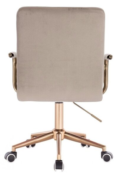 LuxuryForm DESIGN Židle VERONA GOLD VELUR na zlaté podstavě s kolečky - latte