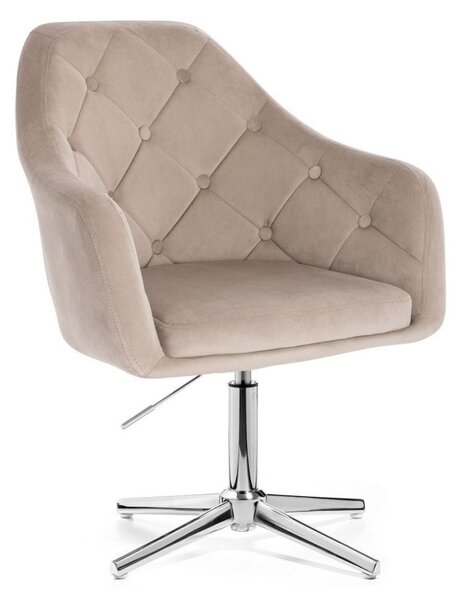 LuxuryForm DESIGN Křeslo ANDORA VELUR na stříbrném kříži - latte