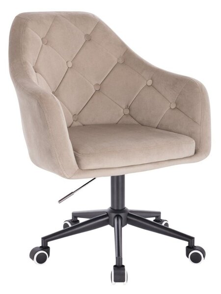 LuxuryForm DESIGN Křeslo ANDORA VELUR na černé podstavě s kolečky - latte