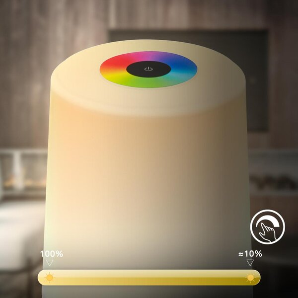 BRILONER Nubsi stolní lampička - 2,8W, 280lm, nabíjecí, LED, stmívatelné, RGB+W, matný chrom 7554014