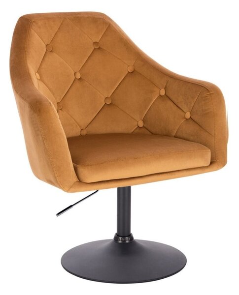 LuxuryForm DESIGN Křeslo ANDORA VELUR na černém talíři - medové