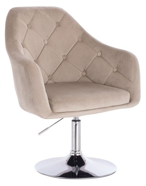 LuxuryForm DESIGN Křeslo ANDORA VELUR na stříbrném talíři - latte